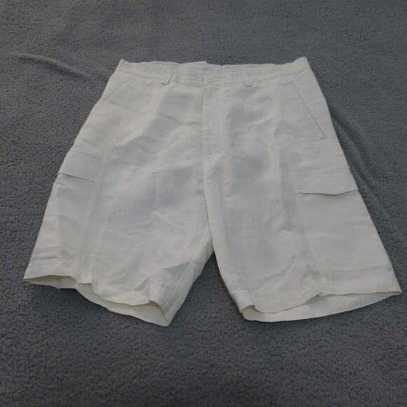 Cubavera Other - Cubavera Shorts Mens 36 White Linen Blend Cargo Wedding Beach Casual